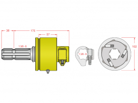 FKSDriveShaft Freilaufkupplung mit Profilzapfen 1 3/8 Zoll 6 Zähne 2500 Nm für Gelenkwellen zum Aufstecken FKSDriveShaft Freilaufkupplung mit Profilzapfen 1 3/8 Zoll 6 Zähne 2500 Nm für Gelenkwellen zum Aufstecken