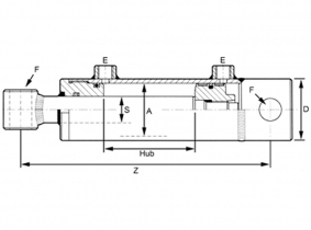 Selbstbauzylinder 100mm Hub Stange 16mm Anschluss 1/4" BSP D-16-25-100 